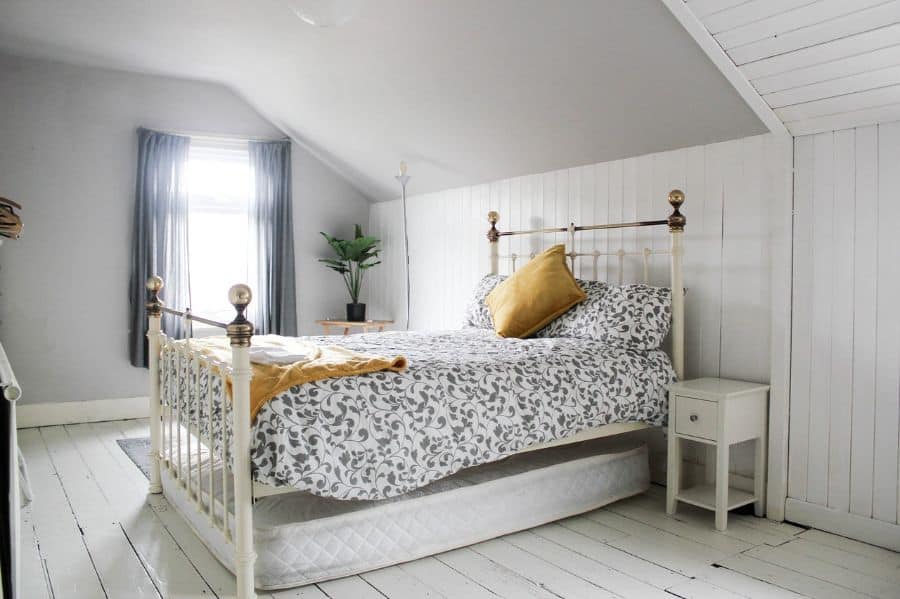 girls' bedroom ideas attic white shiplap walls four post bed girls' bedroom ideas