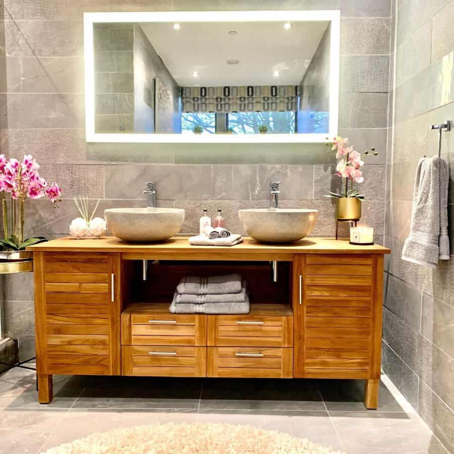 wood vanity bathroom 