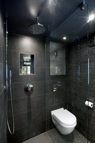 dark small shower ideas