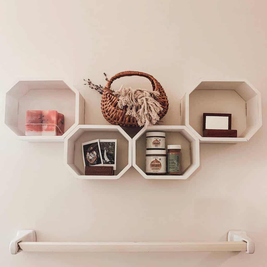 octagonal bathroom wall shelves 