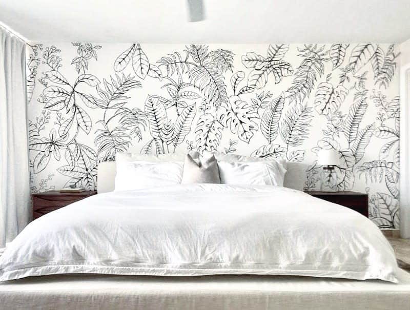 large leaf wall mural bedroom 