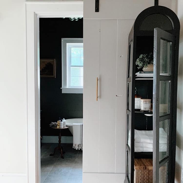 tall black bathroom cabinet shelving