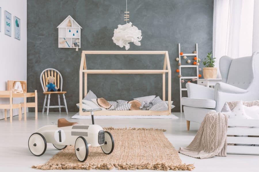 boy's baby room with toy car