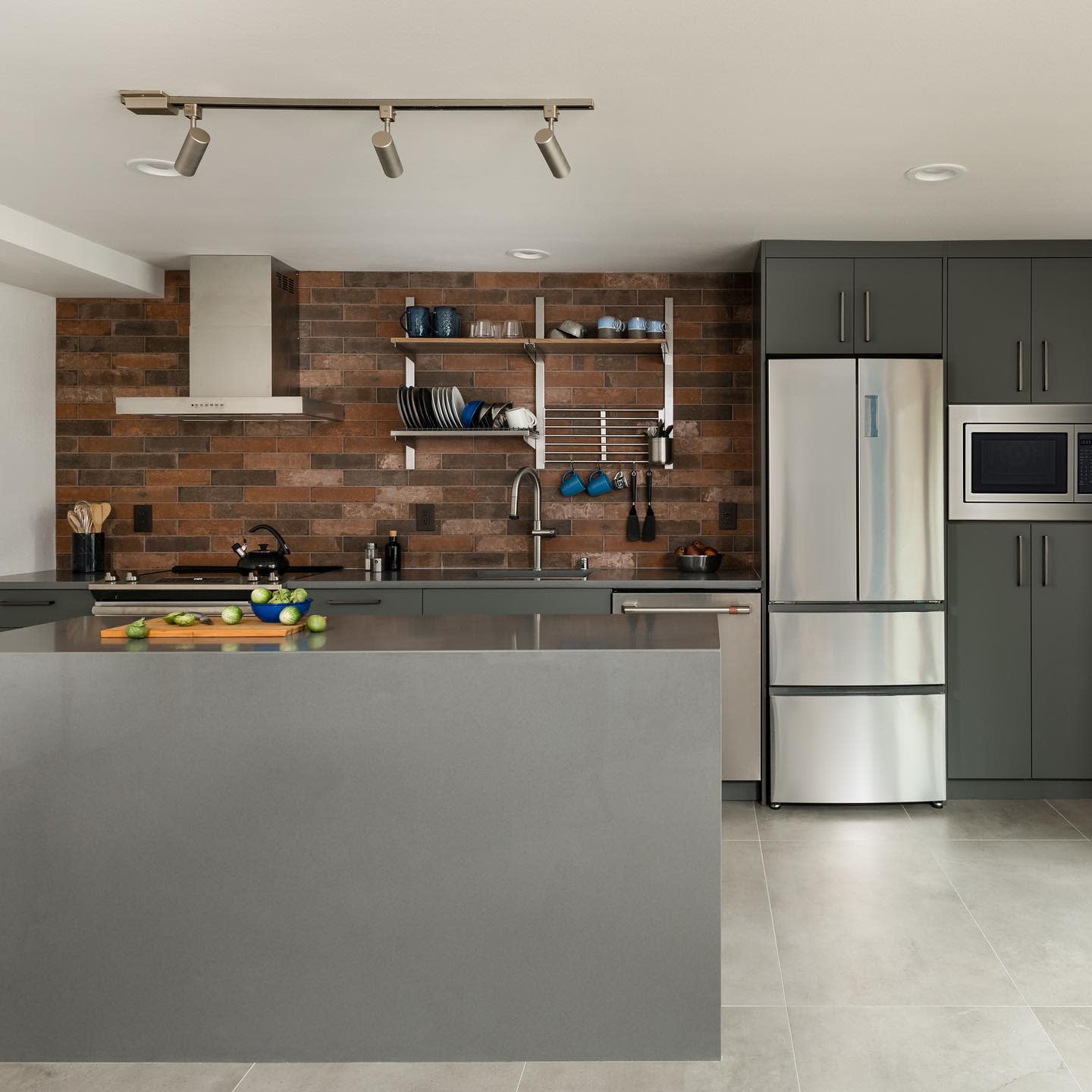 modern kitchen with large island