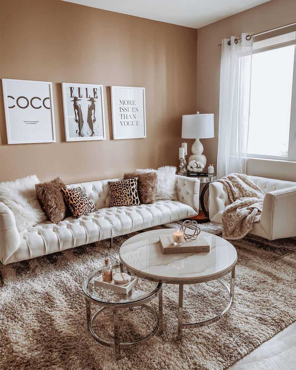 contemporary brown living room 