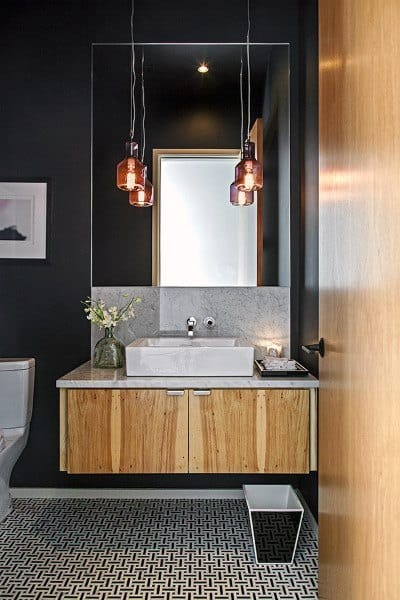 luxury powder room with pendant lighting 