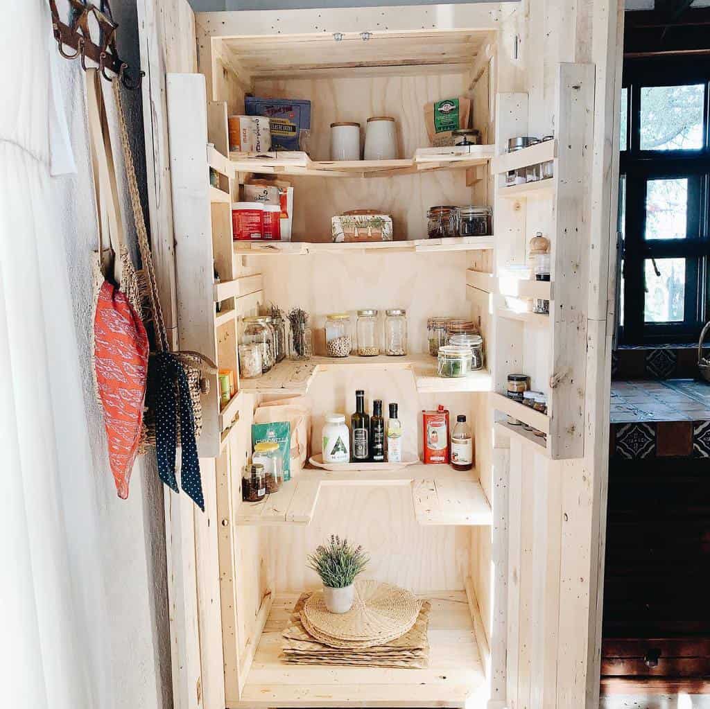 wood cupboard kitchen organization ideas 