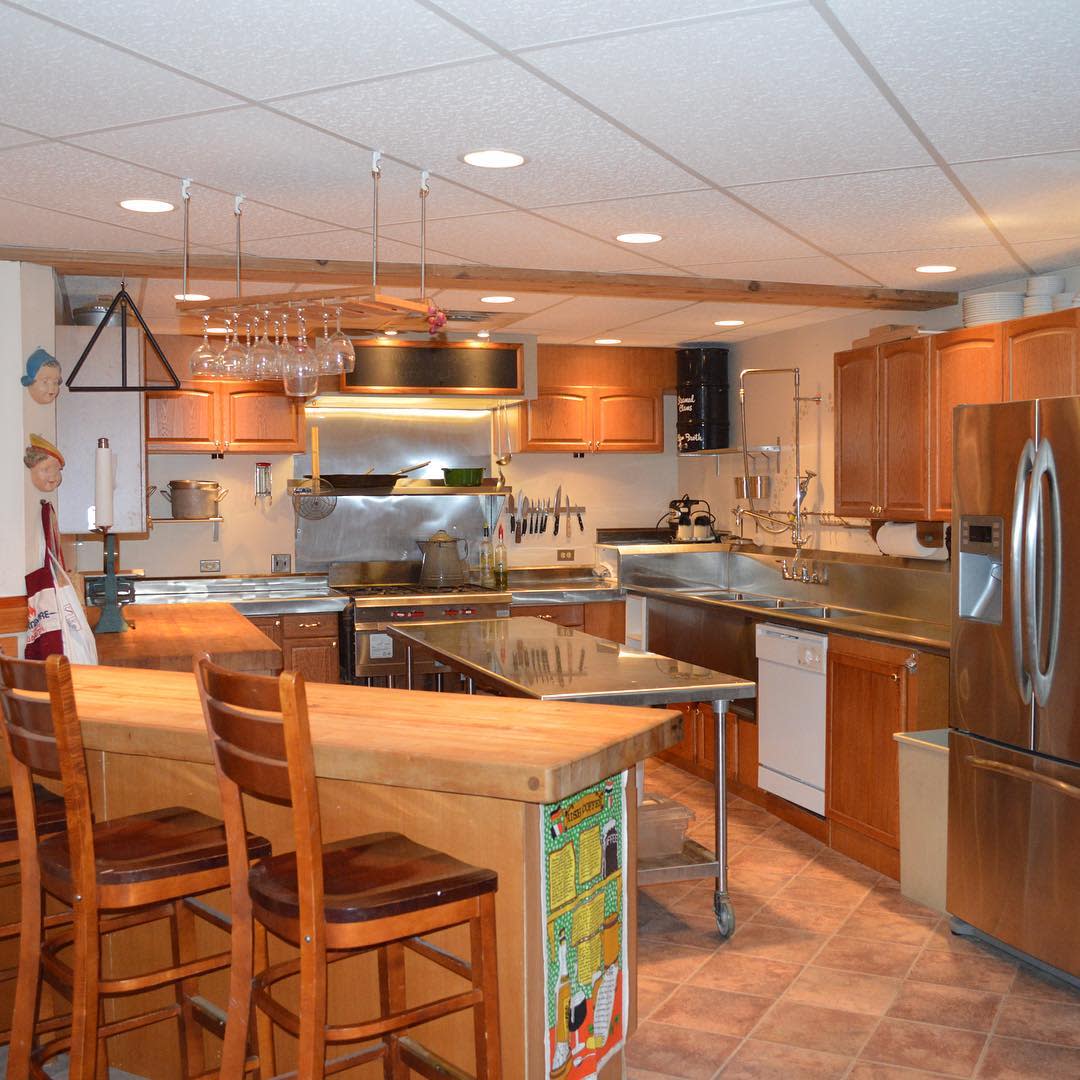 large kitchen with wood cabinets 