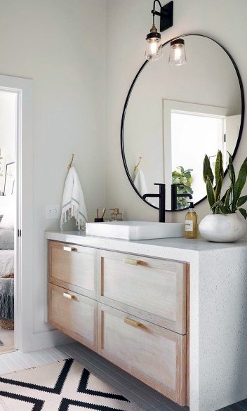 modern bathroom vanity round mirror