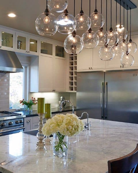 glass kitchen island pendant lighting 