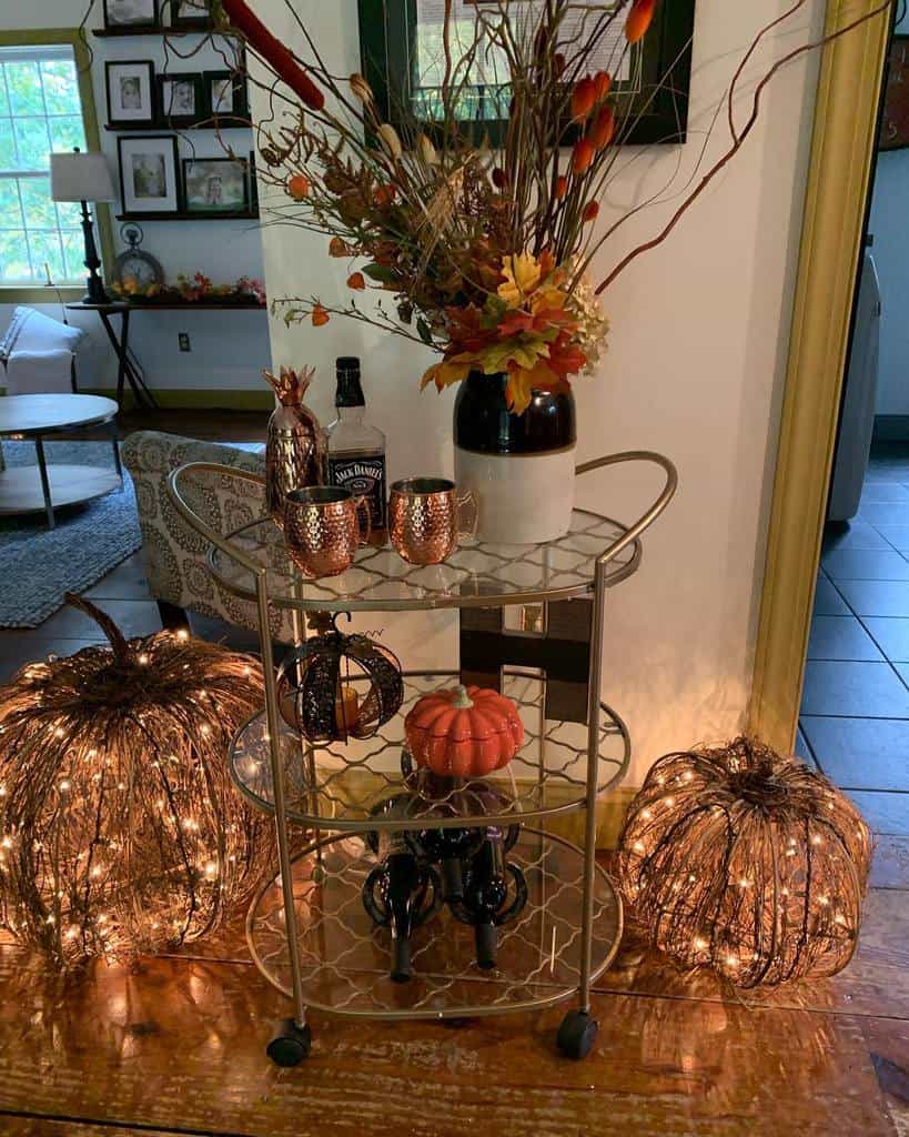 halloween glass cart with jack daniels