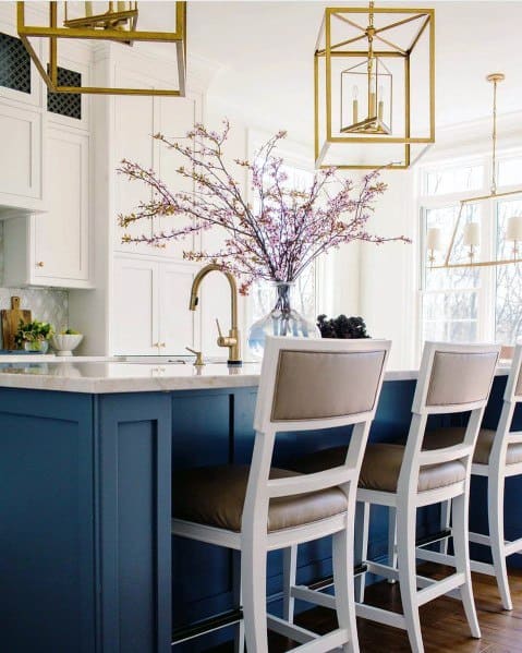 kitchen island lighting with gold accents 