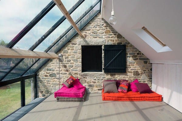 simple attic sunroom barn door 