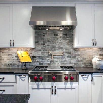 beveled subway tile marble kitchen backsplash