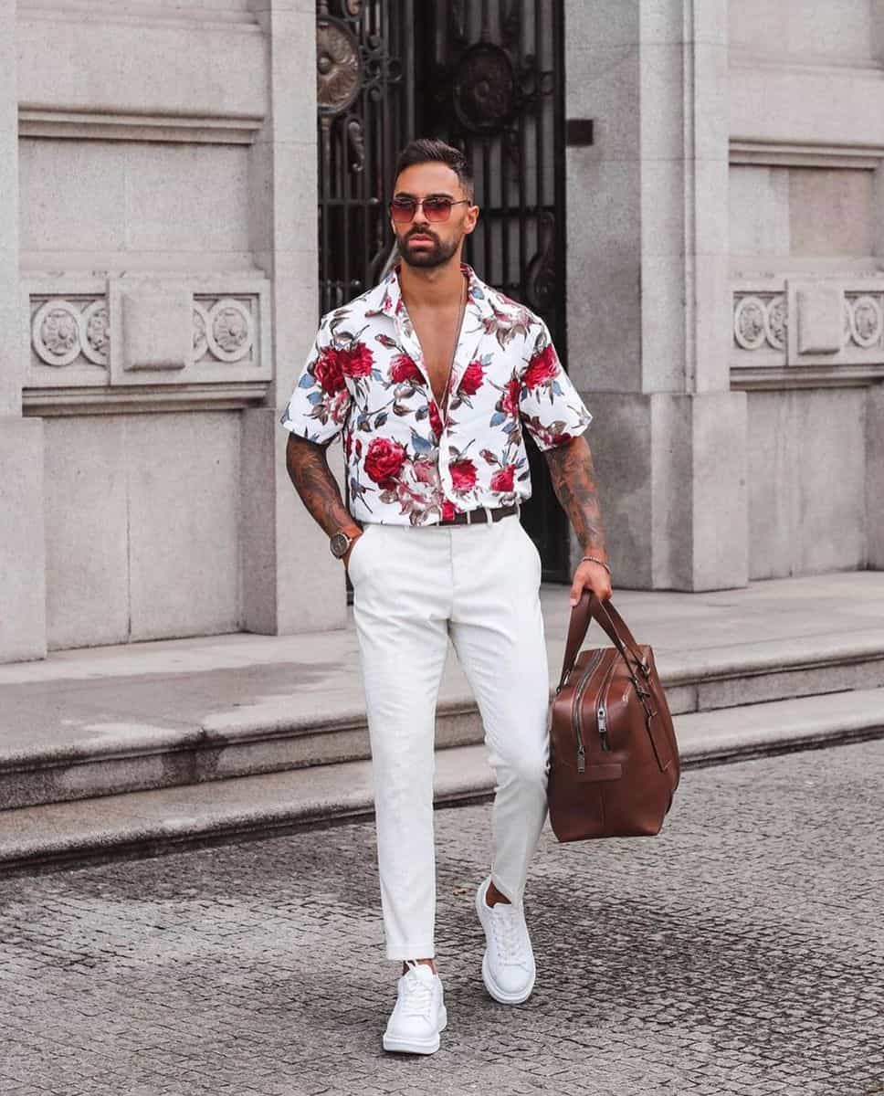 Hawaiian Shirt and Pants Coachella Outfits Men -viro.men