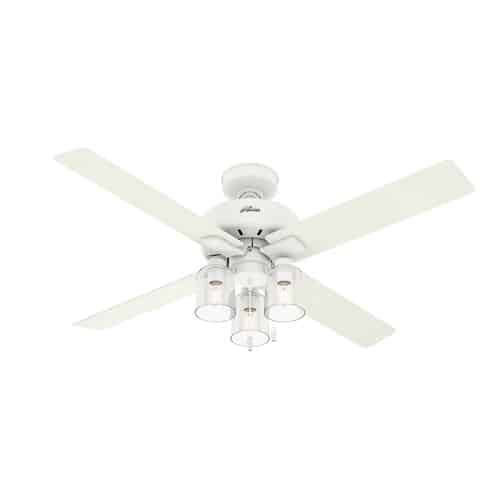 Hunter Pelston 52-in Matte White LED Indoor Ceiling Fan with Light