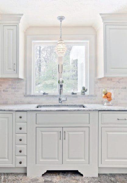 beveled subway tile marble kitchen backsplash