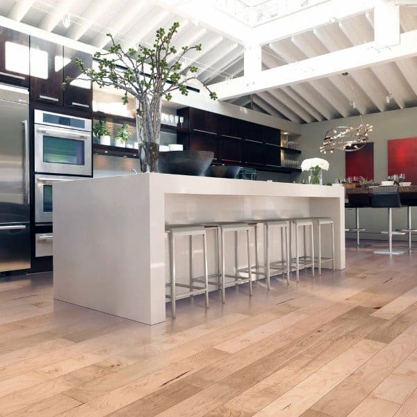 large white kitchen island with stools