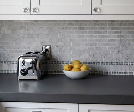 beveled subway tile marble kitchen backsplash