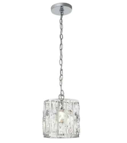 Kristella 1-Light Crystal and Chrome Pendant