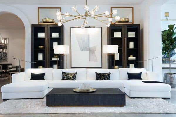 luxury modern living room with white sofa