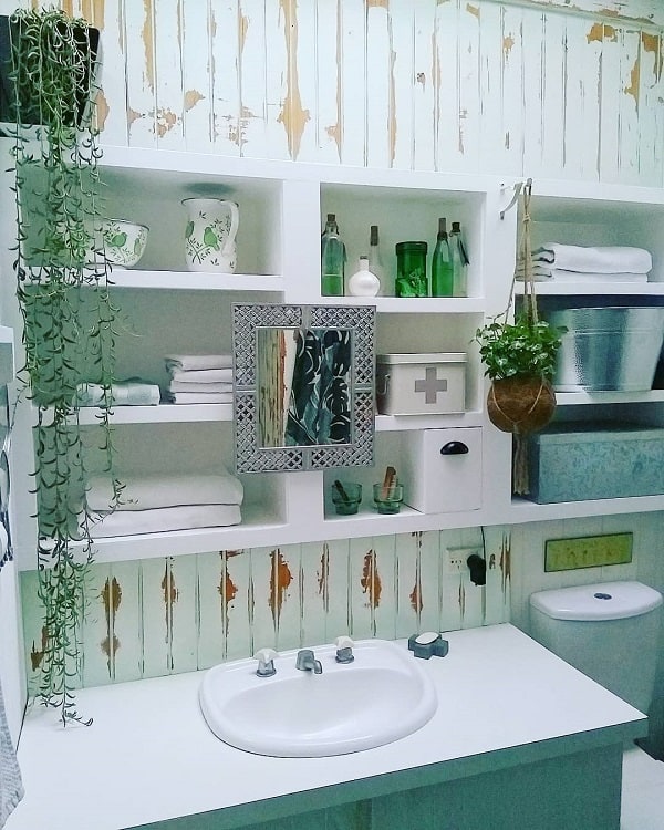 retro white bathroom shelf 