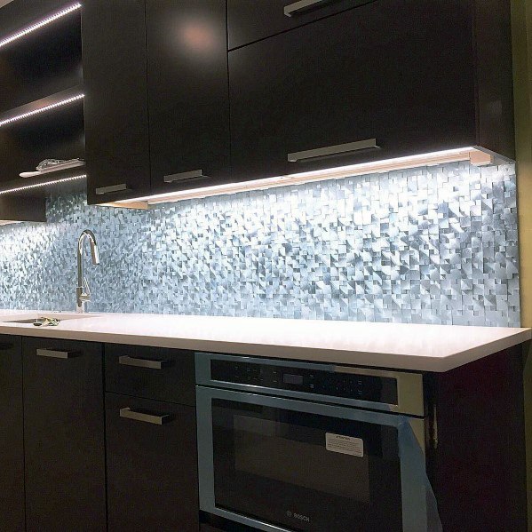 3D textured metal backsplash