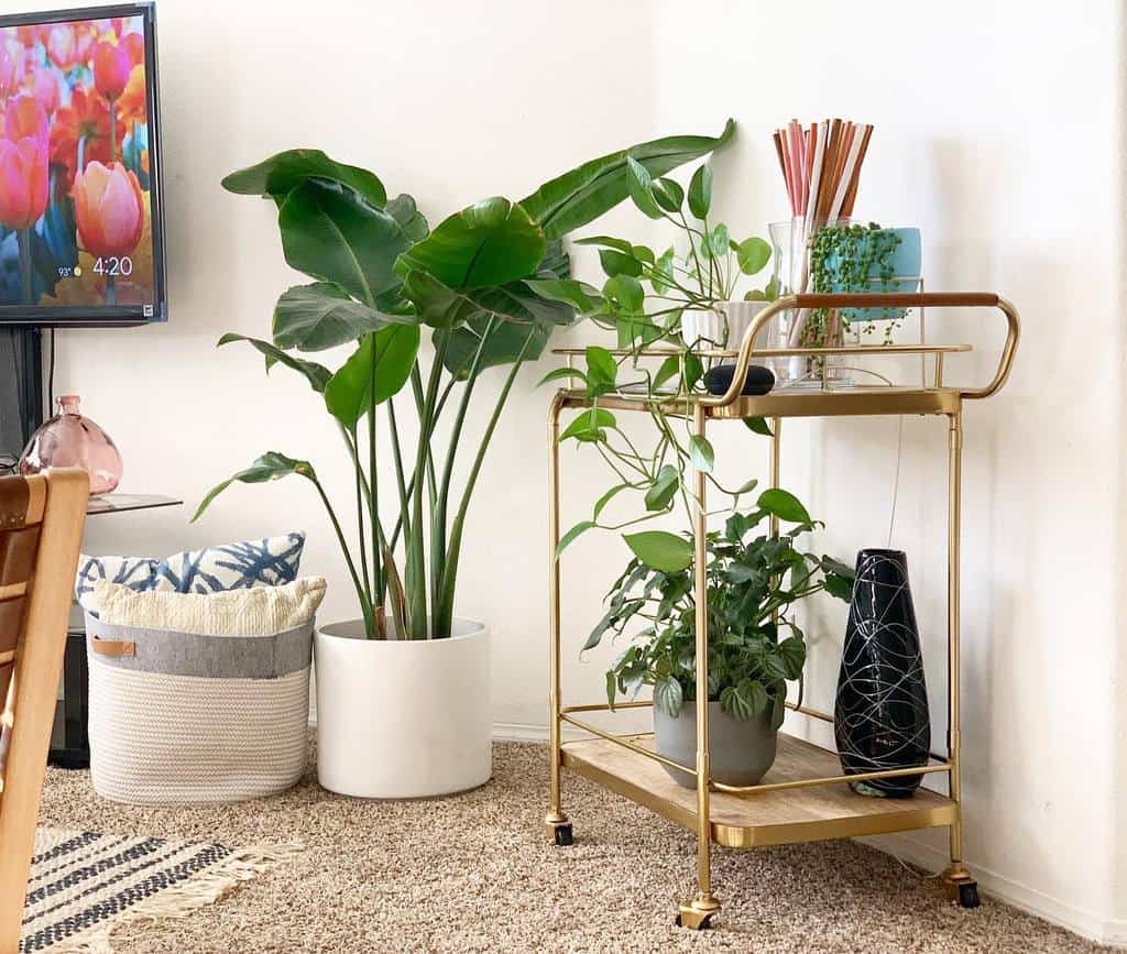 gold plated bar cart