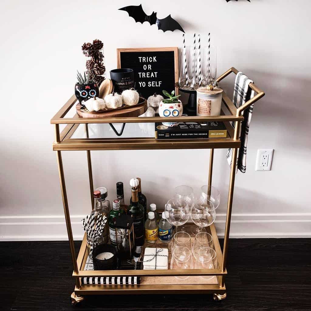 modern gold bar cart