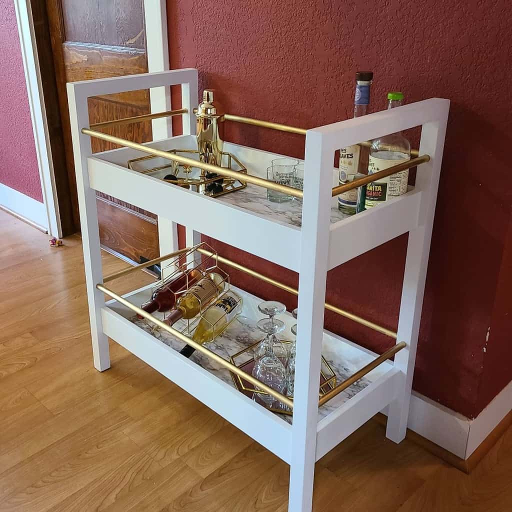 simple white bar cart