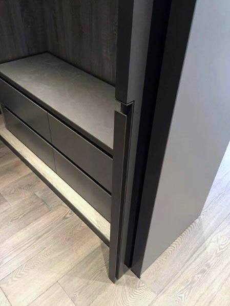 Modern Black Bedroom Closet Pocket Door Design Inspiration