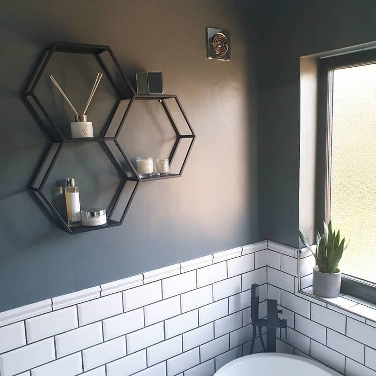 octagonal wall shelf bathroom