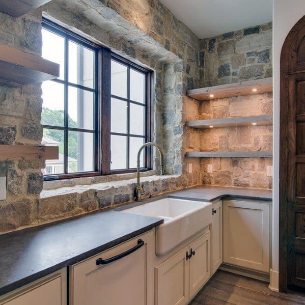 cobblestone kitchen backsplash