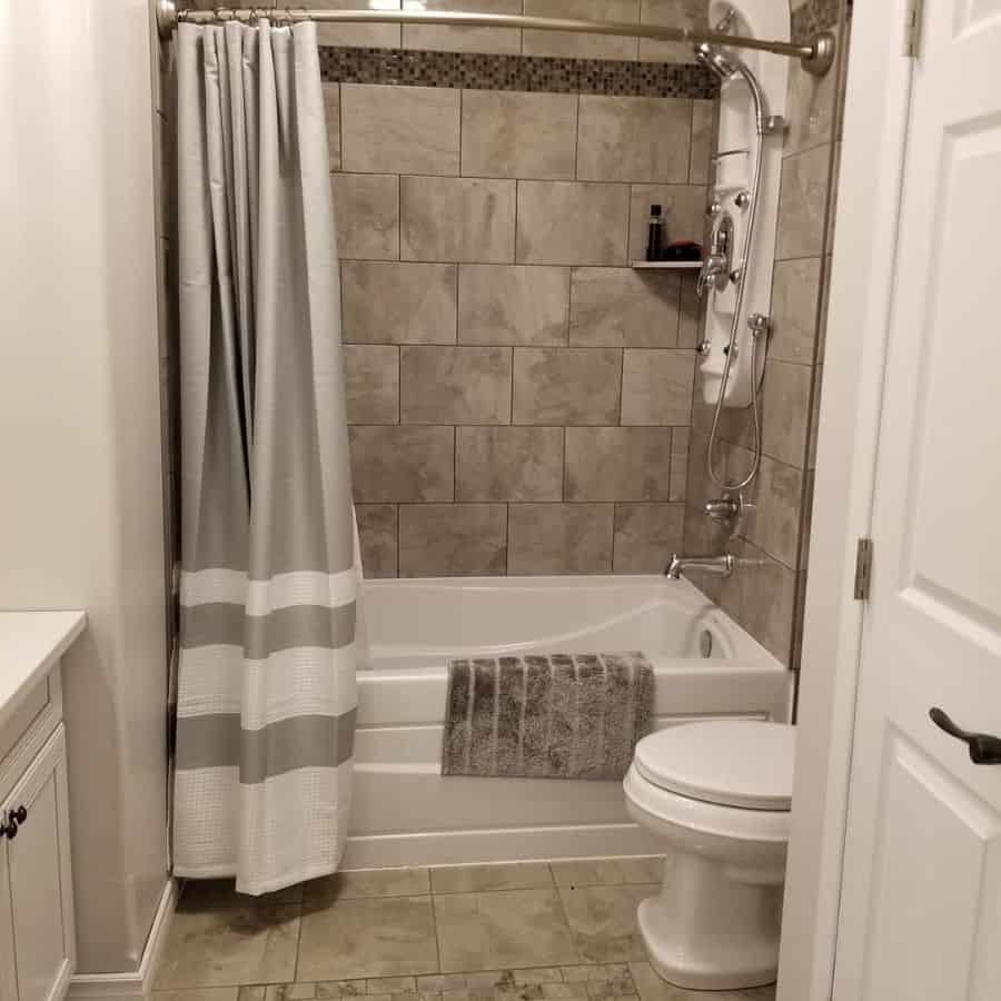 neutral color basement bathroom 