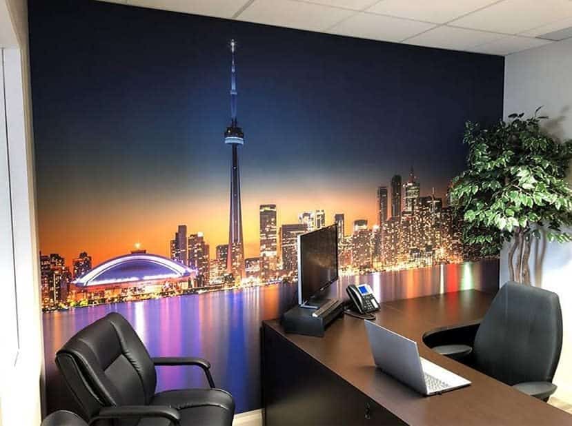 city skyline wall mural office 