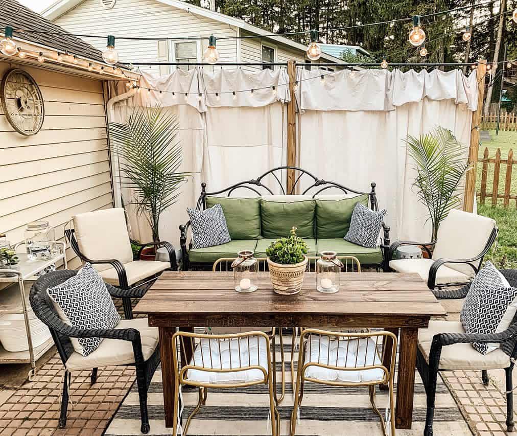 boho backyard patio with furniture