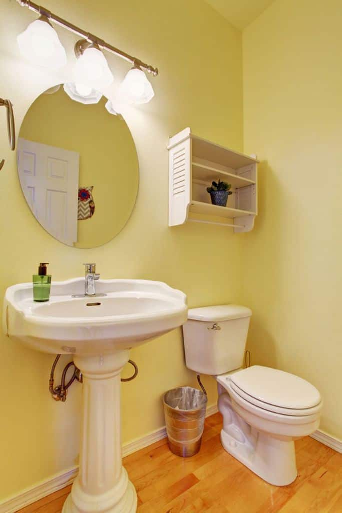 yellow small powder room 