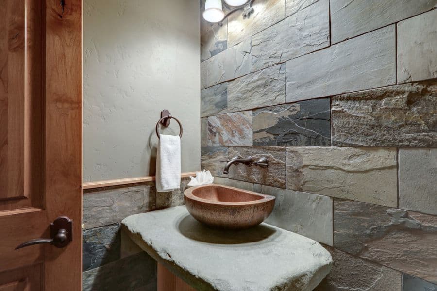 stone tile small powder room