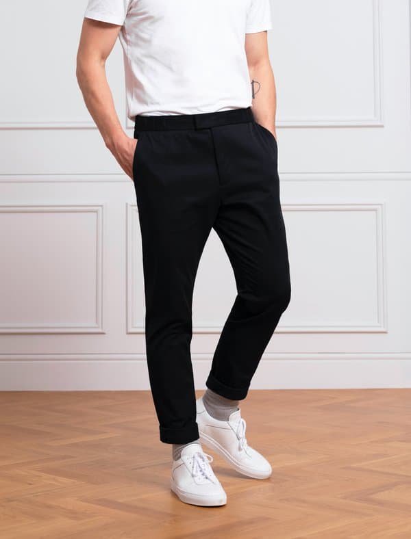 L'Estrange London Merino Wool Trousers in Black