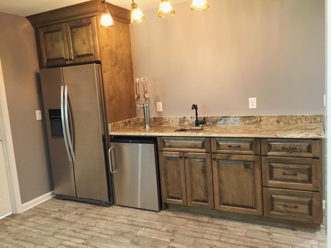 rustic basement kitchen