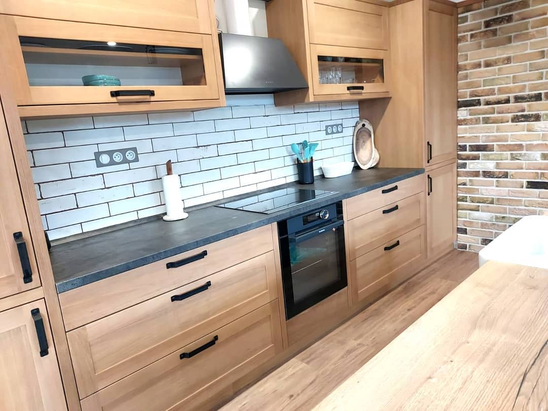 rustic kitchen with wood cabinets 