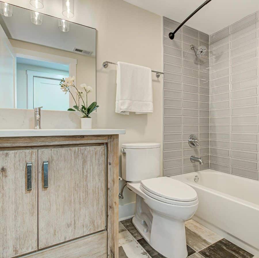 rustic basement bathroom