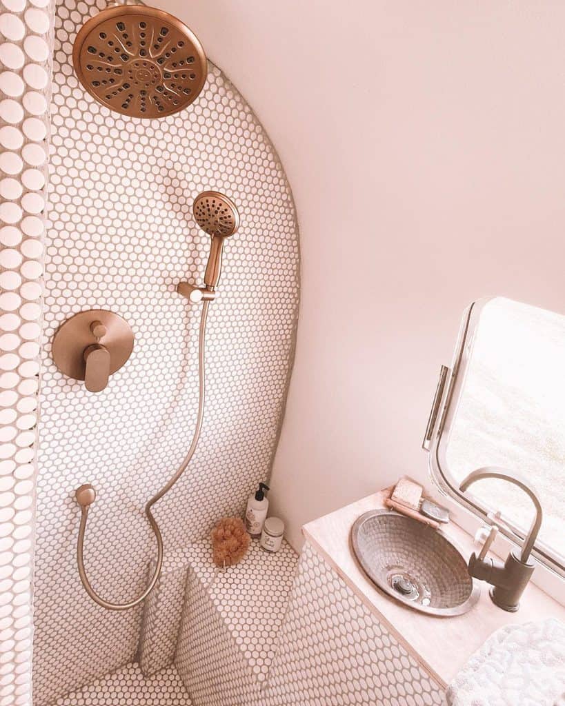 pink bathroom mosaic tiles 