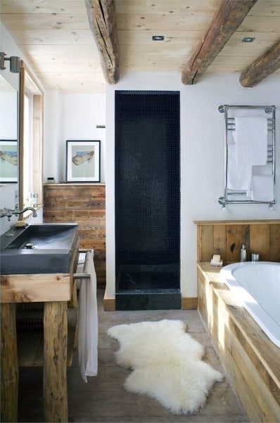 single sink small rustic bathroom