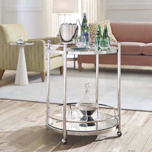 small silver bar cart