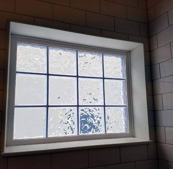 glass block window with shelf 