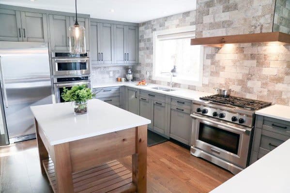 beveled subway tile marble kitchen backsplash