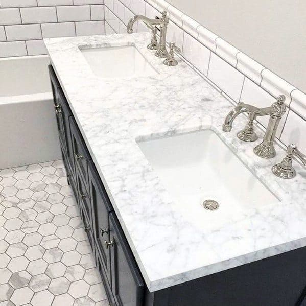 beveled tile backsplash