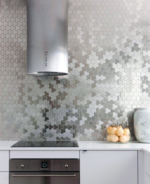 3D textured metal backsplash