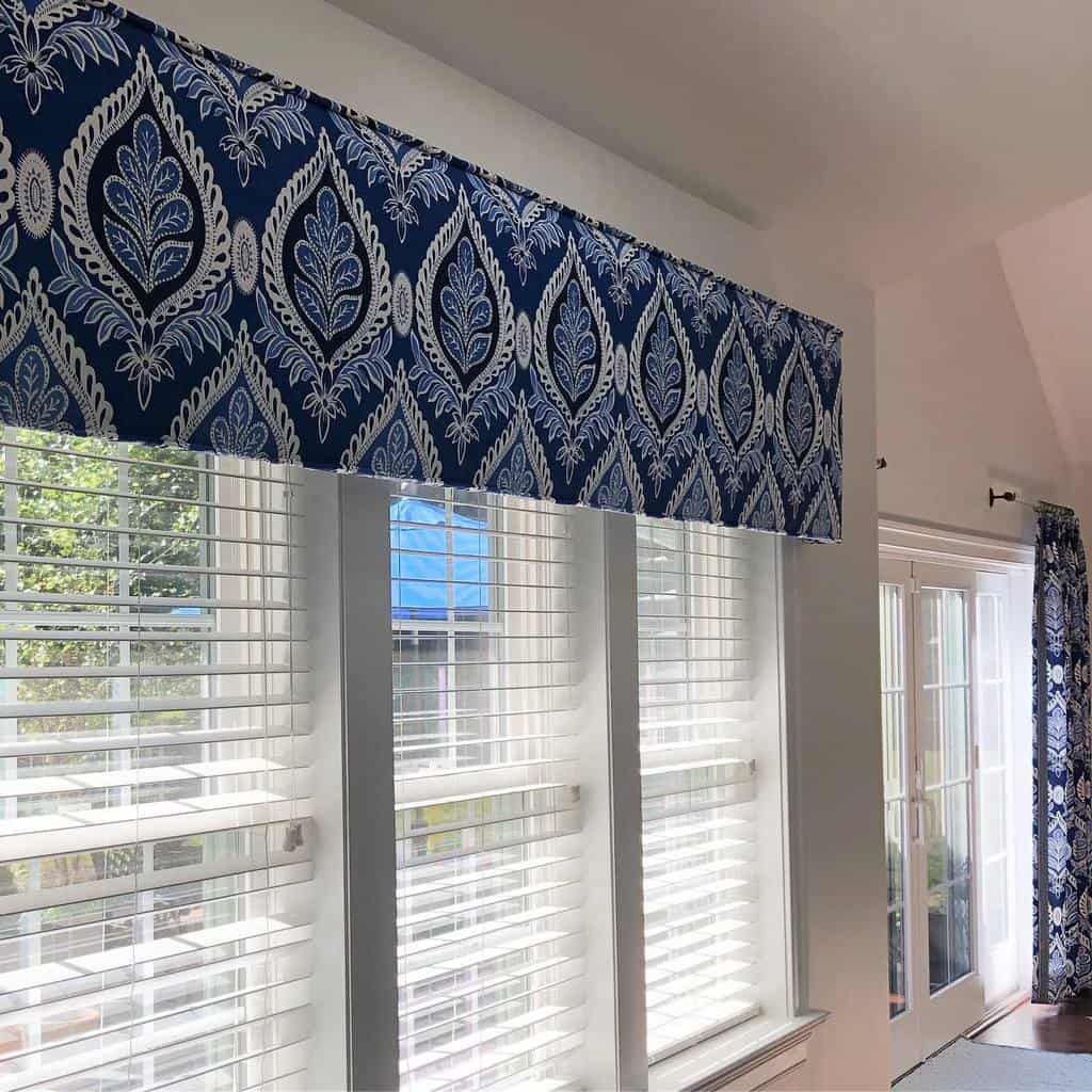 blue pattern valance cornice 